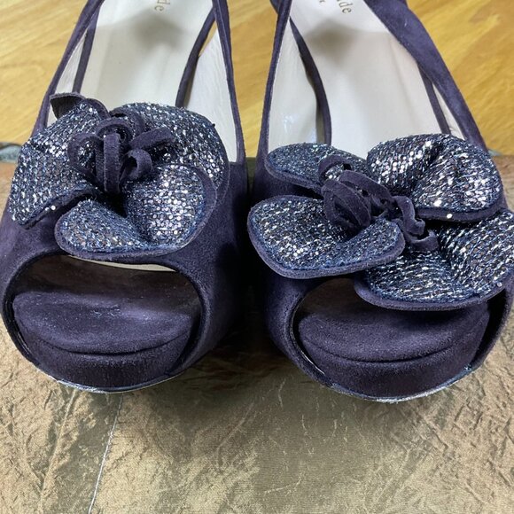 Kate Spade Pumps Suede Peep Toe Slingback Platform Brown (9.5) - Picture 6 of 8